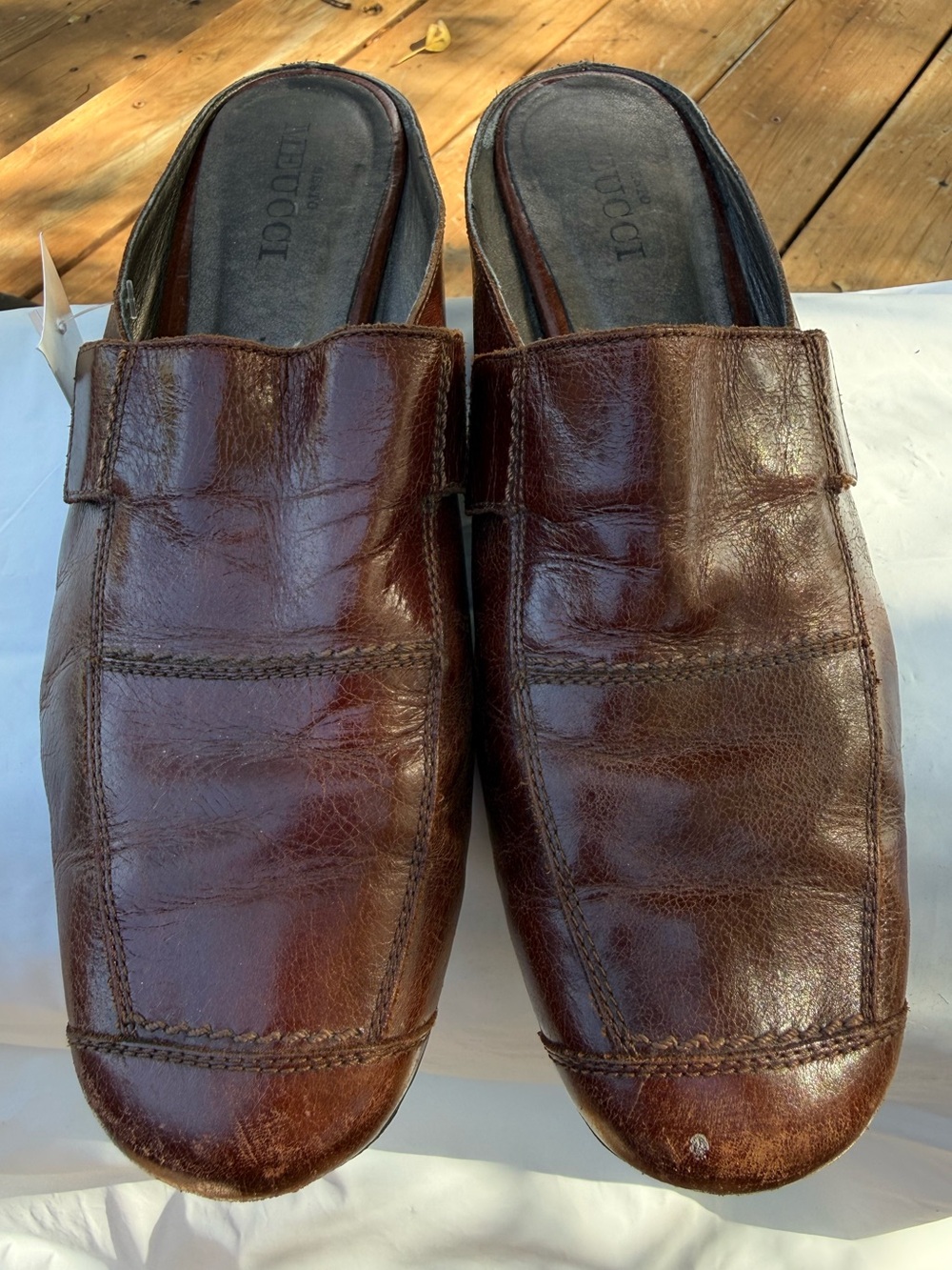 Sesto Meucci Dark Brown Leather Slip-On Loafers